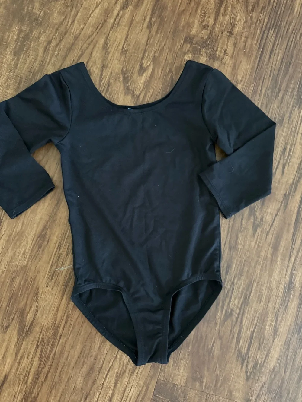 Rhythm. Black Kids 3/4 Sleeve One-Piece Bodysuit Dance Leotard
